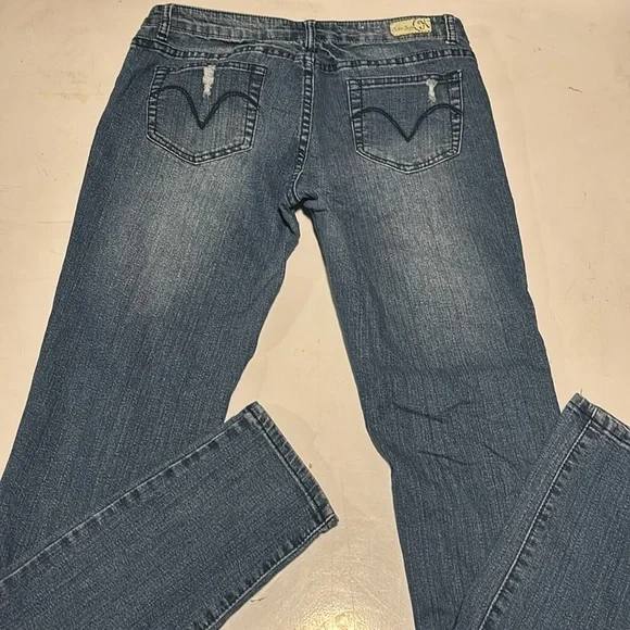 Kaba Low Rise Women's Distressed Blue Jeans - Picture 4 of 6